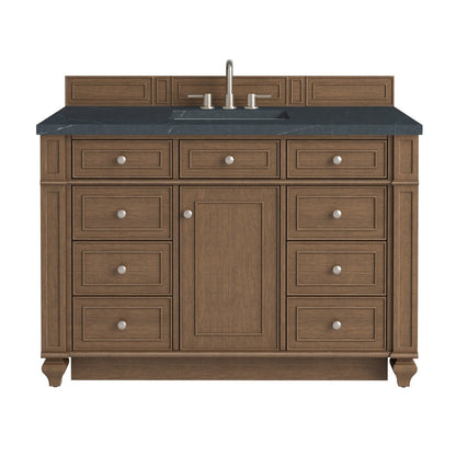 James Martin - Bristol 48" Single Vanity, Saddle Brown w/ 3 CM Charcoal Soapstone Silestone Top - 157-V48-SBR-3CSP view 1