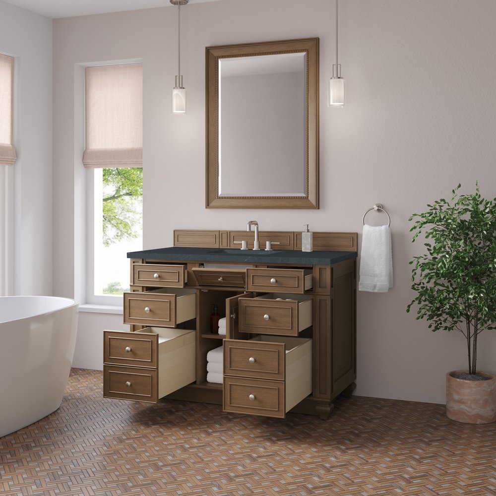James Martin - Bristol 48" Single Vanity, Saddle Brown w/ 3 CM Charcoal Soapstone Silestone Top - 157-V48-SBR-3CSP view 4