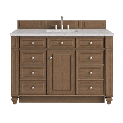 James Martin - Bristol 48" Single Vanity, Saddle Brown w/ 3 CM Eternal Jasmine Pearl Silestone Top - 157-V48-SBR-3EJP view 1
