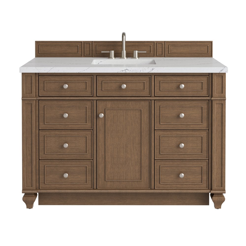 James Martin - Bristol 48" Single Vanity, Saddle Brown w/ 3 CM Ethereal Noctis Silestone Top - 157-V48-SBR-3ENC view 1