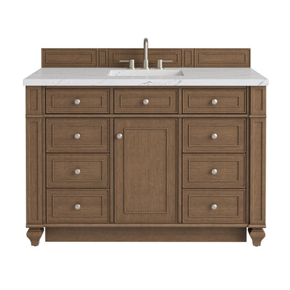 James Martin - Bristol 48" Single Vanity, Saddle Brown w/ 3 CM Ethereal Noctis Silestone Top - 157-V48-SBR-3ENC view 1