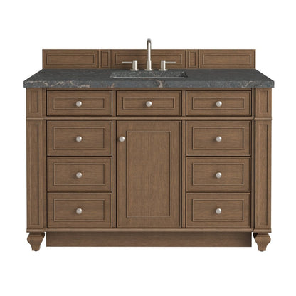 James Martin - Bristol 48" Single Vanity, Saddle Brown w/ 3 CM Parisien Bleu Silestone Top - 157-V48-SBR-3PBL view 1