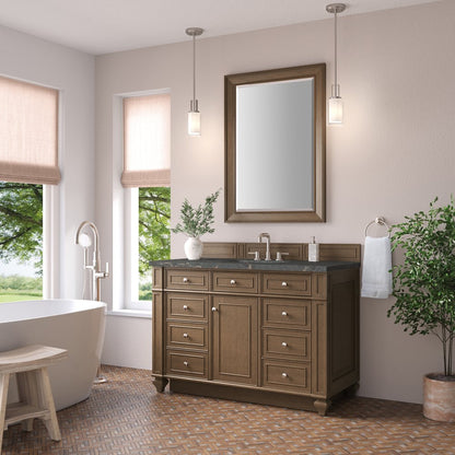 James Martin - Bristol 48" Single Vanity, Saddle Brown w/ 3 CM Parisien Bleu Silestone Top - 157-V48-SBR-3PBL view 3