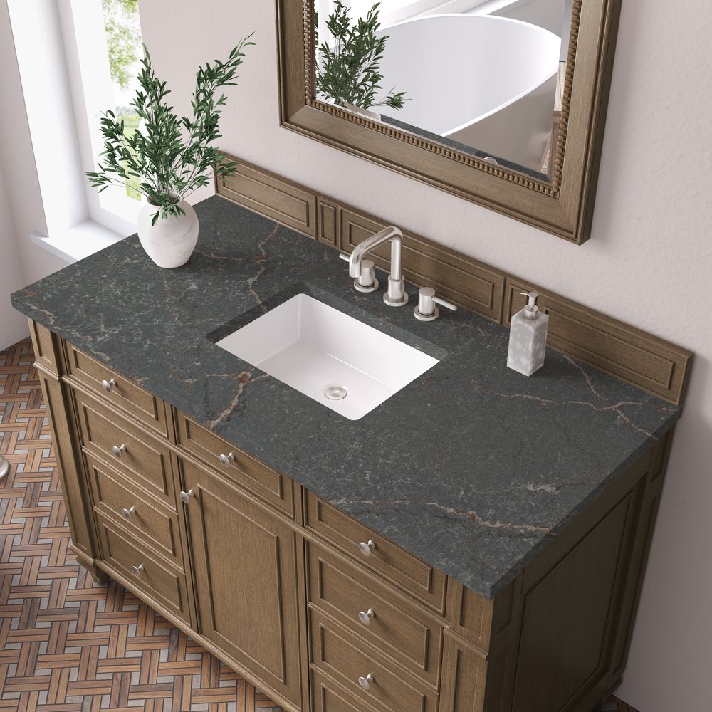 James Martin - Bristol 48" Single Vanity, Saddle Brown w/ 3 CM Parisien Bleu Silestone Top - 157-V48-SBR-3PBL view 5