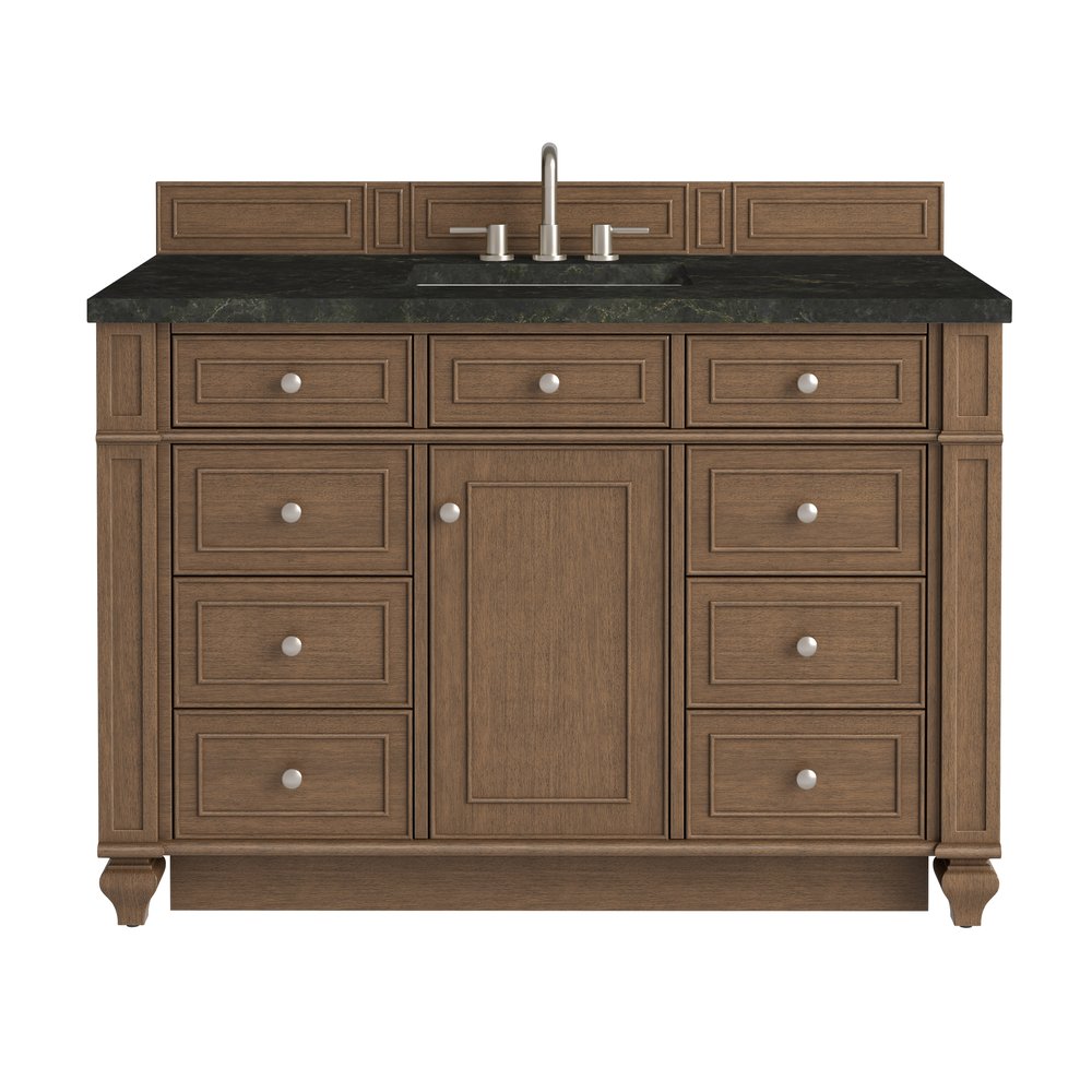James Martin - Bristol 48" Single Vanity, Saddle Brown, w/ 3 CM Phantome Eclos Top - 157-V48-SBR-3PHT view 1