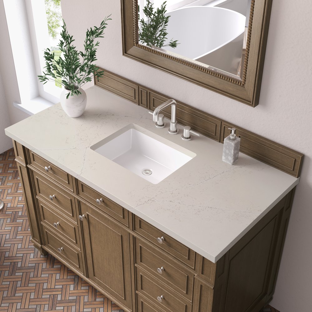 James Martin - Bristol 48" Single Vanity, Saddle Brown, w/ 3 CM Siberian Silestone Top - 157-V48-SBR-3SFR view 5