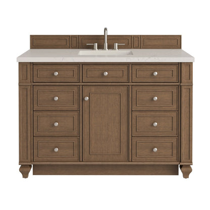James Martin - Bristol 48" Single Vanity, Saddle Brown, w/ 3 CM Siberian Silestone Top w/FreePower Wireless Charger - 157-V48-SBR-FSFR view 1