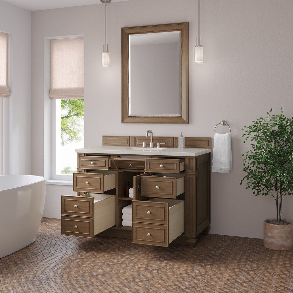 James Martin - Bristol 48" Single Vanity, Saddle Brown, w/ 3 CM Siberian Silestone Top w/FreePower Wireless Charger - 157-V48-SBR-FSFR view 4
