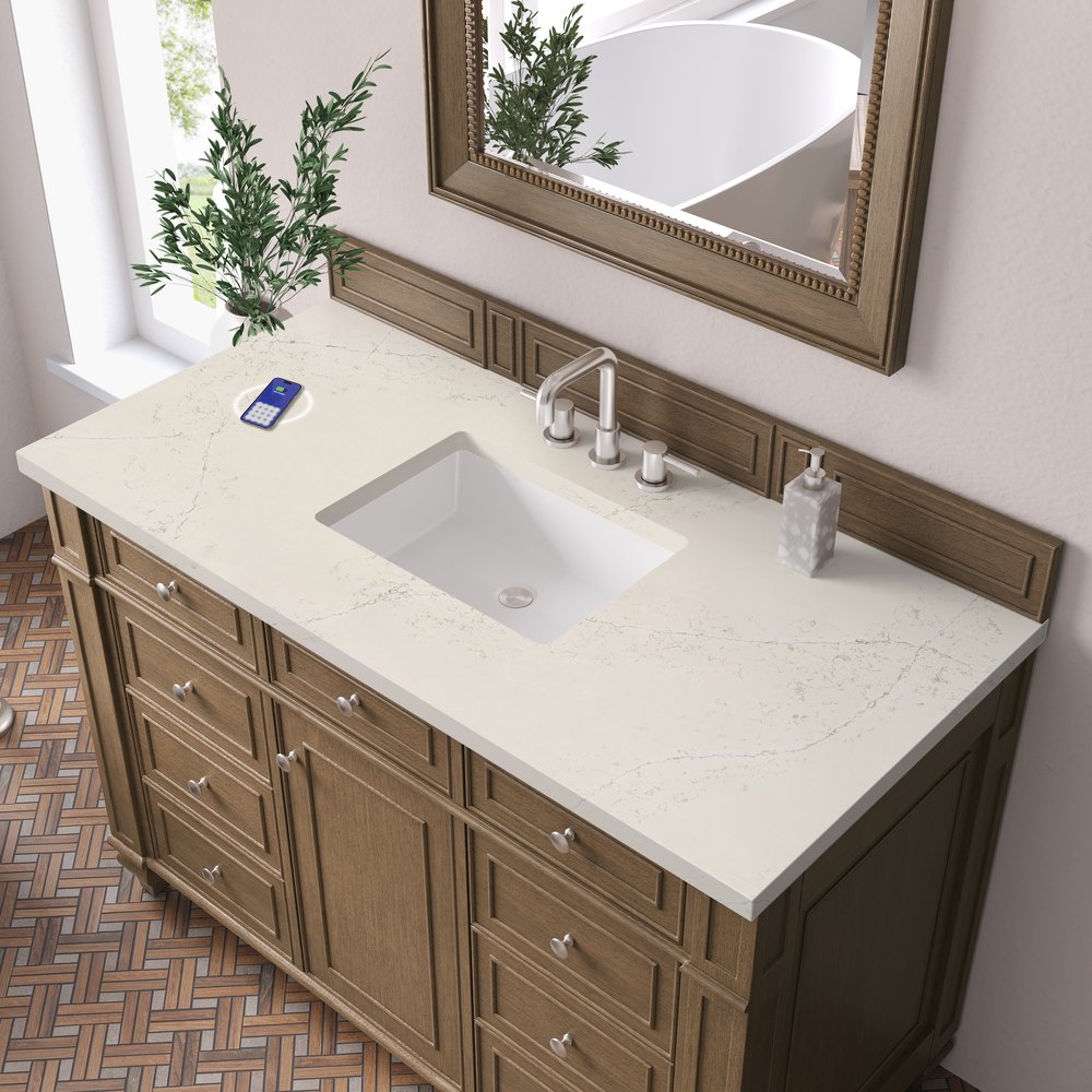 James Martin - Bristol 48" Single Vanity, Saddle Brown, w/ 3 CM Siberian Silestone Top w/FreePower Wireless Charger - 157-V48-SBR-FSFR view 5