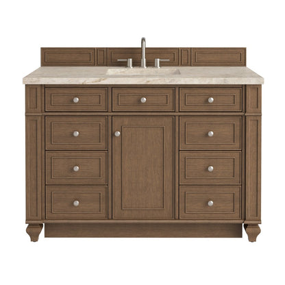James Martin - Bristol 48" Single Vanity, Saddle Brown, w/ 3 CM Tajnar Eclos Top - 157-V48-SBR-3TJR view 1