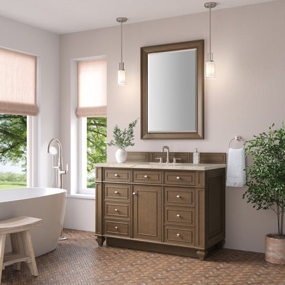 James Martin - Bristol 48" Single Vanity, Saddle Brown, w/ 3 CM Tajnar Eclos Top - 157-V48-SBR-3TJR view 3