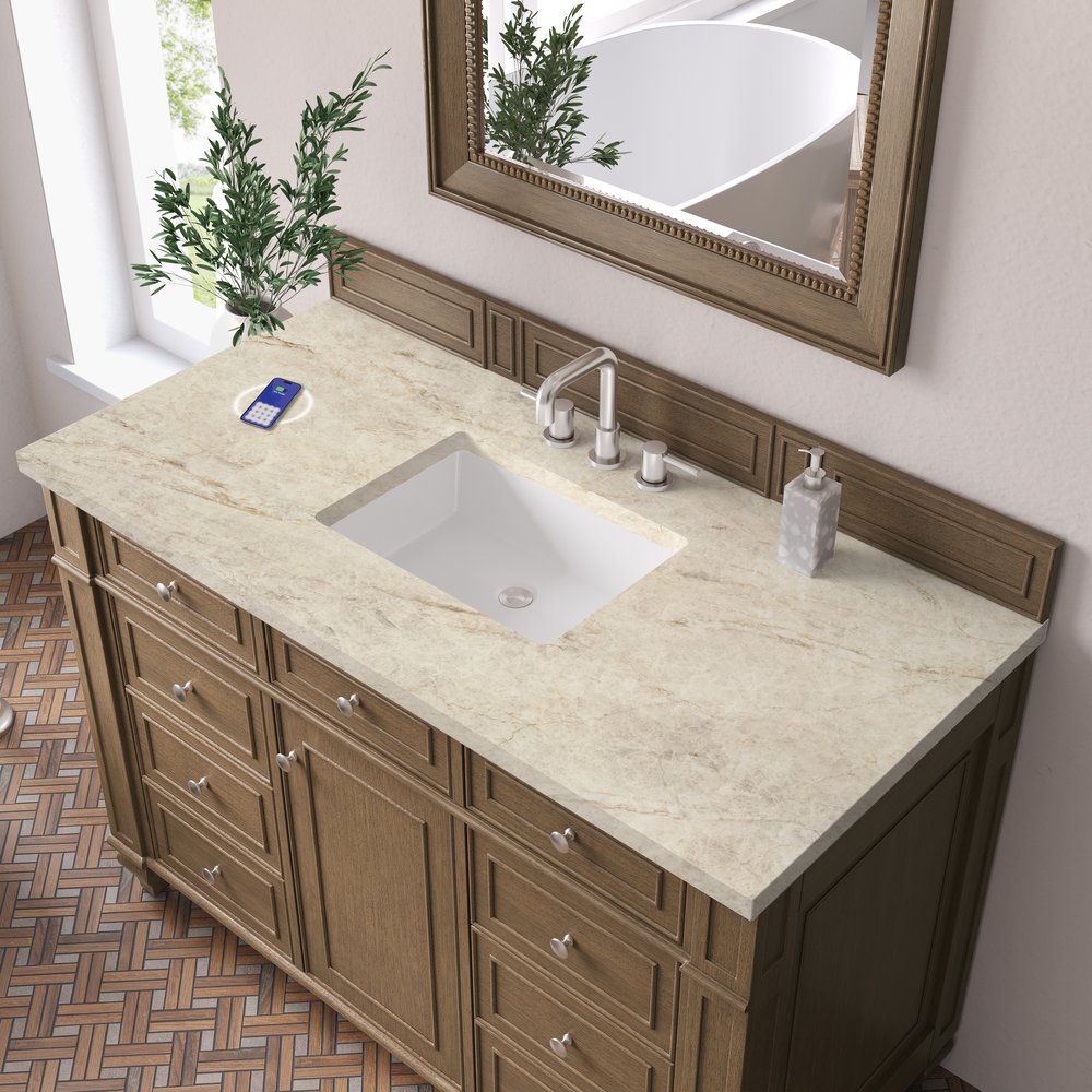 James Martin - Bristol 48" Single Vanity, Saddle Brown, w/ 3 CM Tajnar Eclos Top w/FreePower Wireless Charger - 157-V48-SBR-FTJR view 5