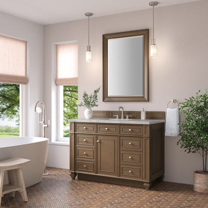 James Martin - Bristol 48" Single Vanity, Saddle Brown w/ 3 CM Victorian Silver Silestone Top - 157-V48-SBR-3VSL view 3
