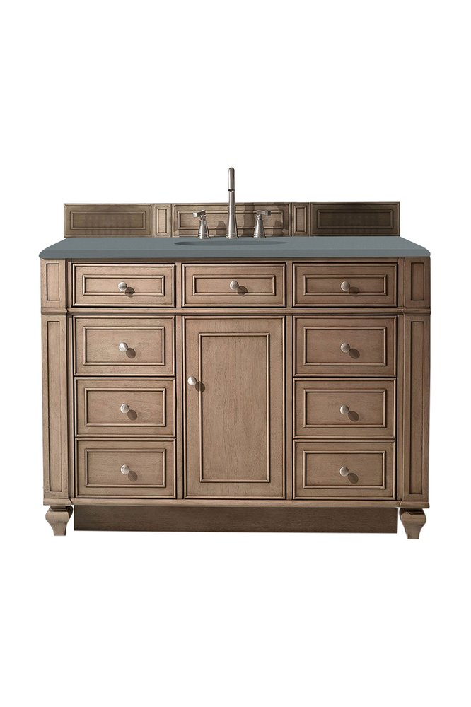 James Martin - Bristol 48" Single Vanity, Whitewashed Walnut w/ 3 CM Cala Blue Silestone Top - 157-V48-WW-3CBL view 1