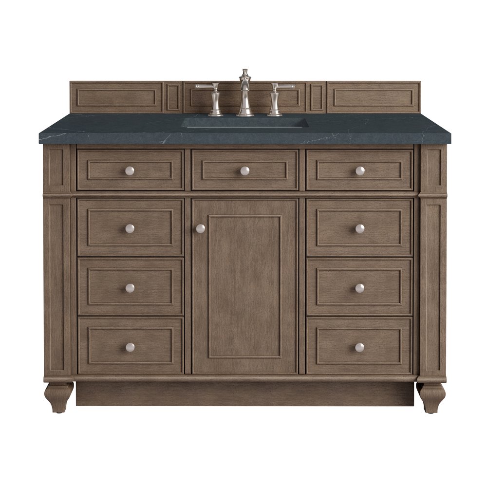 James Martin - Bristol 48" Single Vanity, Whitewashed Walnut w/ 3 CM Charcoal Soapstone Silestone Top - 157-V48-WW-3CSP view 1