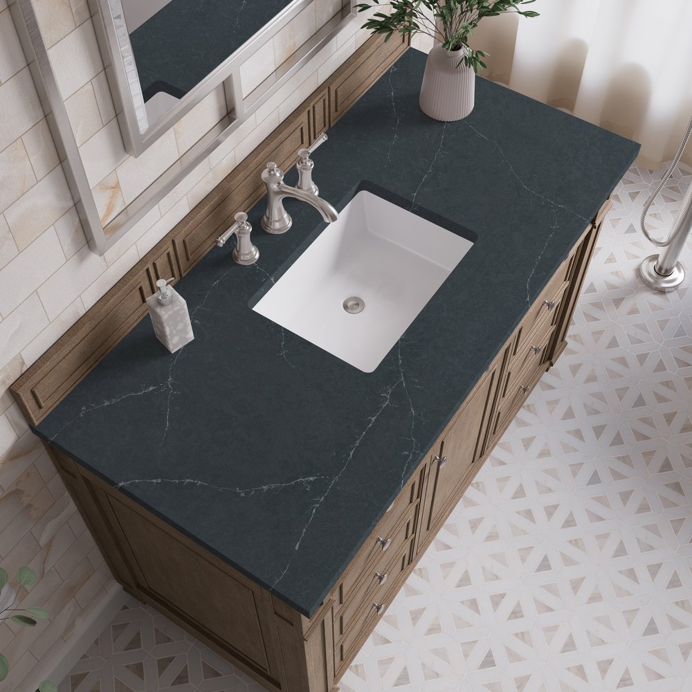 James Martin - Bristol 48" Single Vanity, Whitewashed Walnut w/ 3 CM Charcoal Soapstone Silestone Top - 157-V48-WW-3CSP view 5