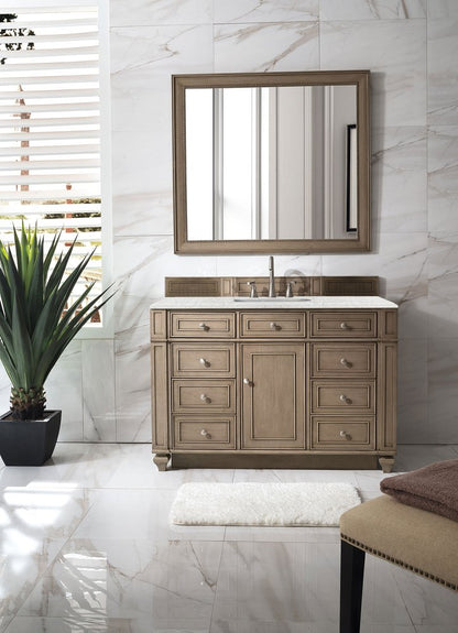 James Martin - Bristol 48" Single Vanity, Whitewashed Walnut w/ 3 CM Eternal Jasmine Pearl Silestone Top w/ FreePower Wireless Charger - 157-V48-WW-FEJP view 3