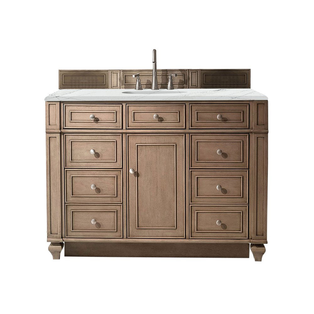 James Martin - Bristol 48" Single Vanity, Whitewashed Walnut w/ 3 CM Ethereal Noctis Silestone Top w/ FreePower Wireless Charger - 157-V48-WW-FENC view 1