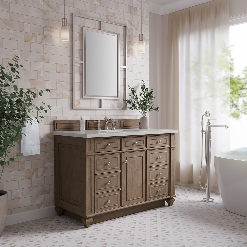 James Martin - Bristol 48" Single Vanity, Whitewashed Walnut w/ 3 CM Lime Delight Silestone Top - 157-V48-WW-3LDL view 3