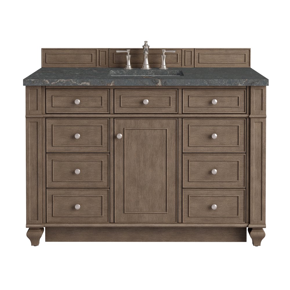 James Martin - Bristol 48" Single Vanity, Whitewashed Walnut w/ 3 CM Parisien Bleu Silestone Top - 157-V48-WW-3PBL view 1