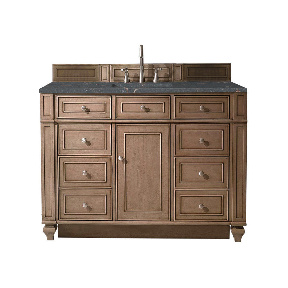 James Martin - Bristol 48" Single Vanity, Whitewashed Walnut w/ 3 CM Parisien Bleu Silestone Top w/ FreePower Wireless Charger - 157-V48-WW-FPBL view 1