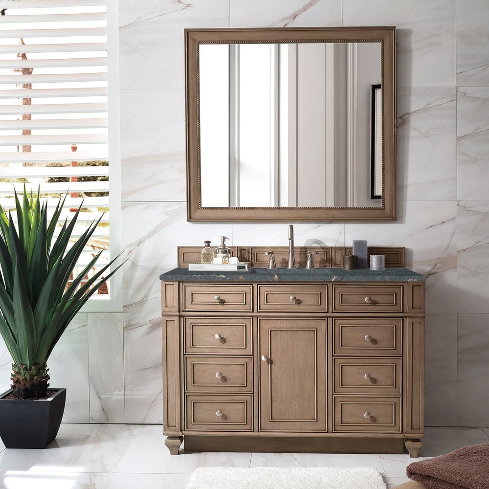 James Martin - Bristol 48" Single Vanity, Whitewashed Walnut w/ 3 CM Parisien Bleu Silestone Top w/ FreePower Wireless Charger - 157-V48-WW-FPBL view 3