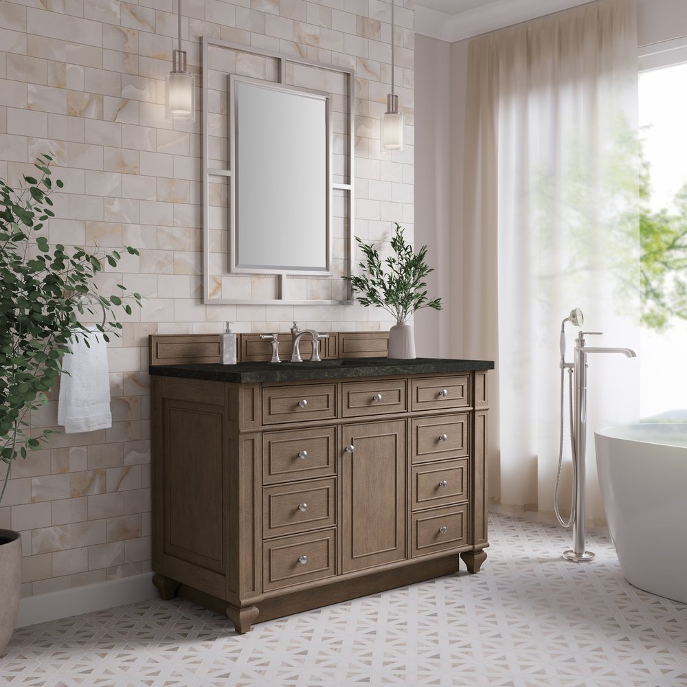 James Martin - Bristol 48" Single Vanity, Whitewashed Walnut, w/ 3 CM Phantome Eclos Top - 157-V48-WW-3PHT view 3