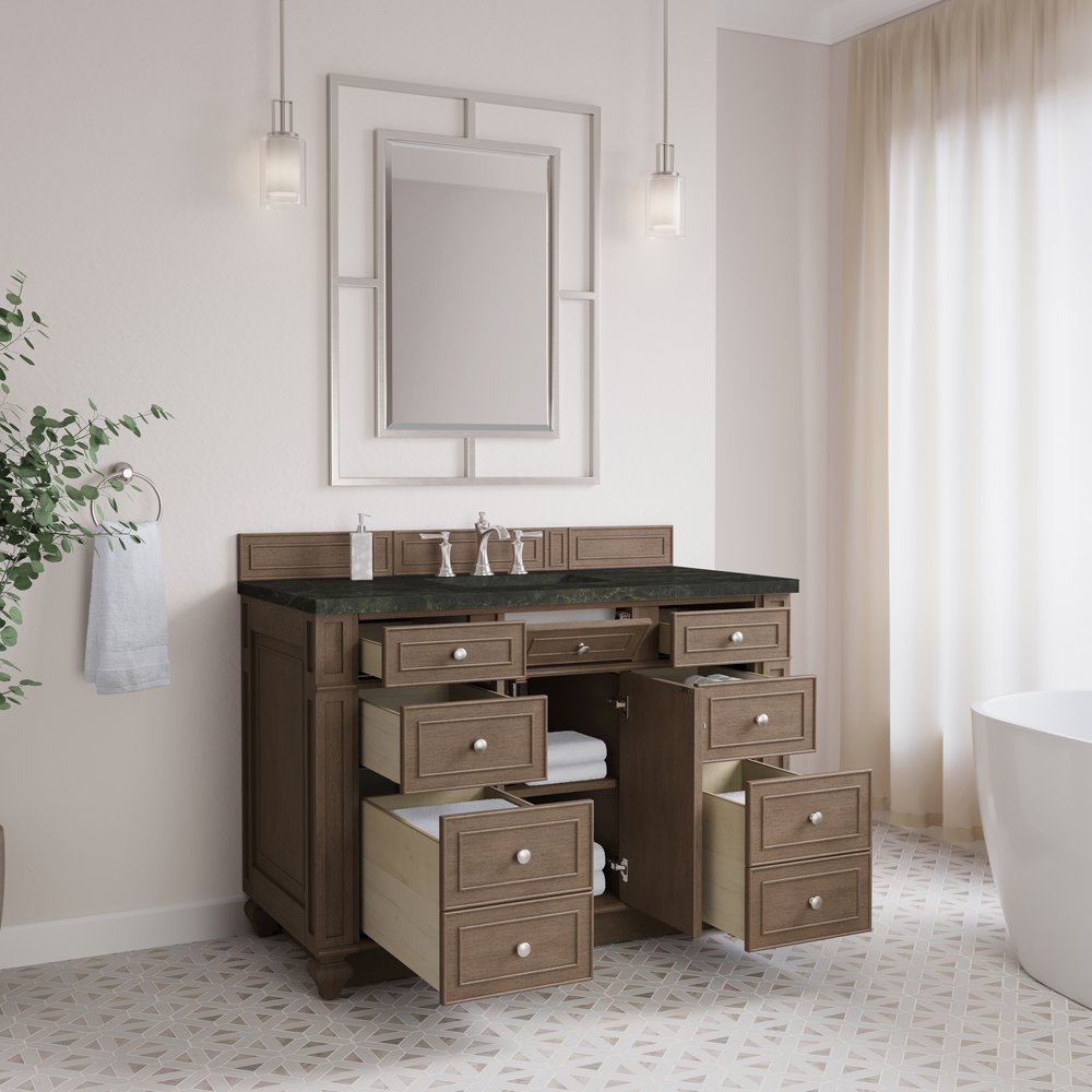 James Martin - Bristol 48" Single Vanity, Whitewashed Walnut, w/ 3 CM Phantome Eclos Top - 157-V48-WW-3PHT view 4
