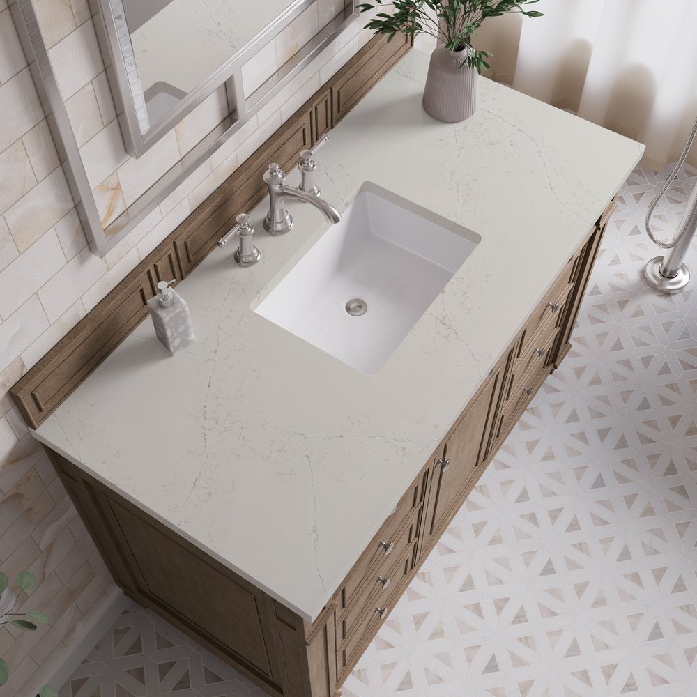 James Martin - Bristol 48" Single Vanity, Whitewashed Walnut, w/ 3 CM Siberian Silestone Top - 157-V48-WW-3SFR view 5
