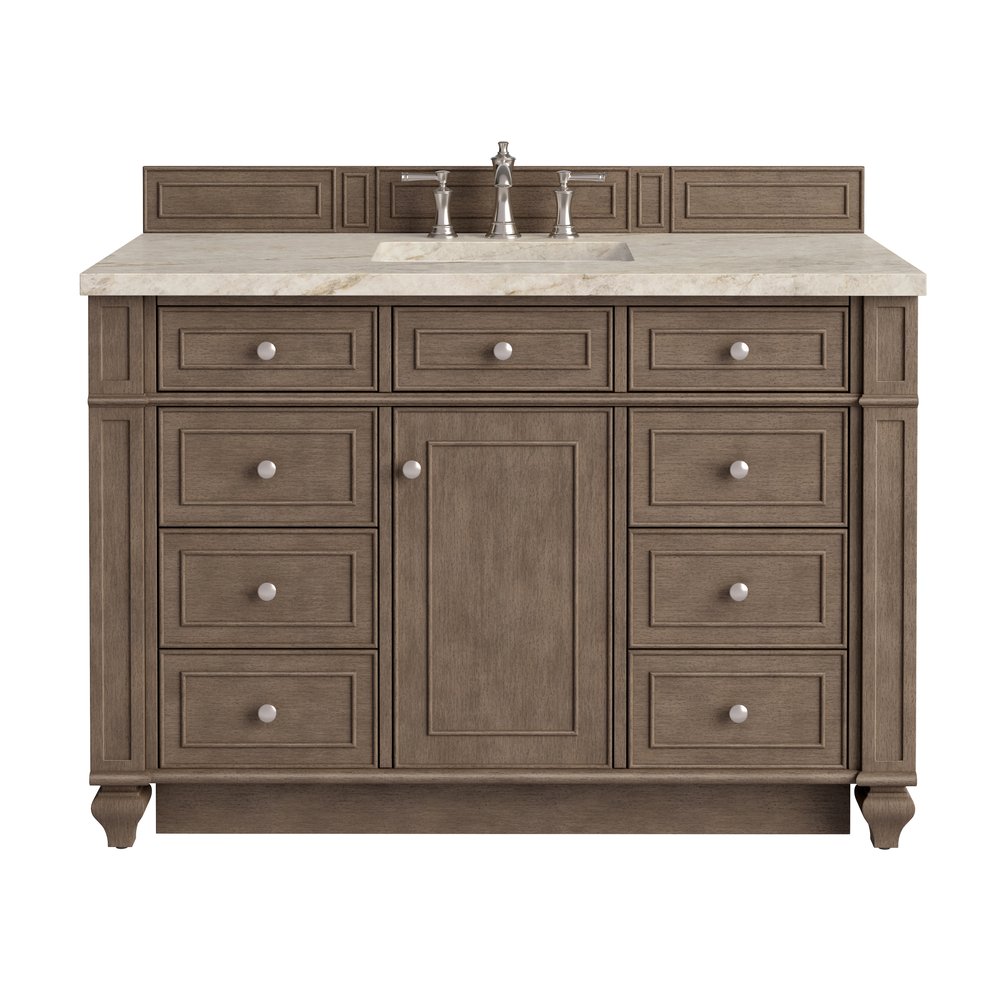 James Martin - Bristol 48" Single Vanity, Whitewashed Walnut, w/ 3 CM Tajnar Eclos Top - 157-V48-WW-3TJR view 1
