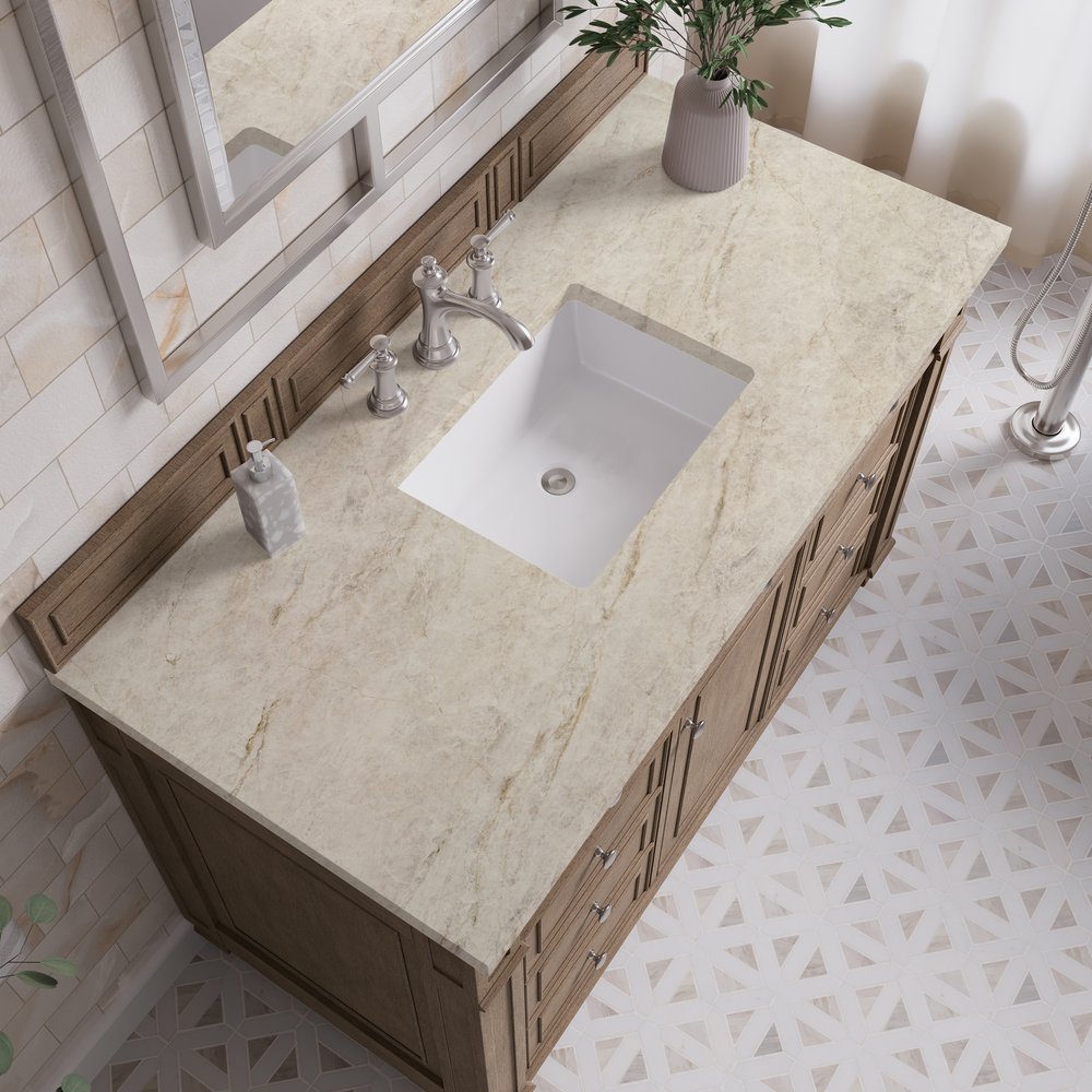 James Martin - Bristol 48" Single Vanity, Whitewashed Walnut, w/ 3 CM Tajnar Eclos Top - 157-V48-WW-3TJR view 5