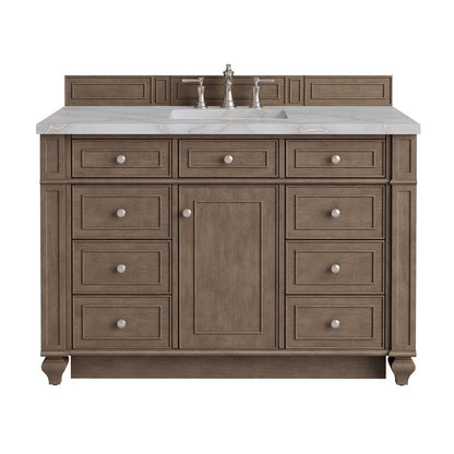 James Martin - Bristol 48" Single Vanity, Whitewashed Walnut w/ 3 CM Victorian Silver Silestone Top - 157-V48-WW-3VSL view 1
