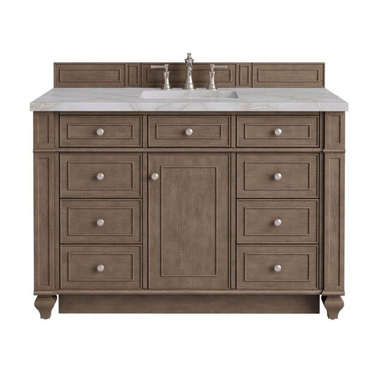 James Martin - Bristol 48" Single Vanity, Whitewashed Walnut w/ 3 CM Victorian Silver Silestone Top - 157-V48-WW-3VSL view 1
