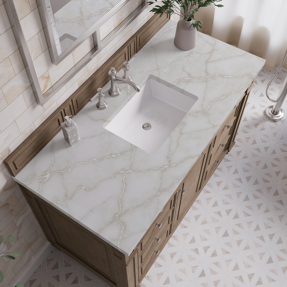 James Martin - Bristol 48" Single Vanity, Whitewashed Walnut w/ 3 CM Victorian Silver Silestone Top - 157-V48-WW-3VSL view 5