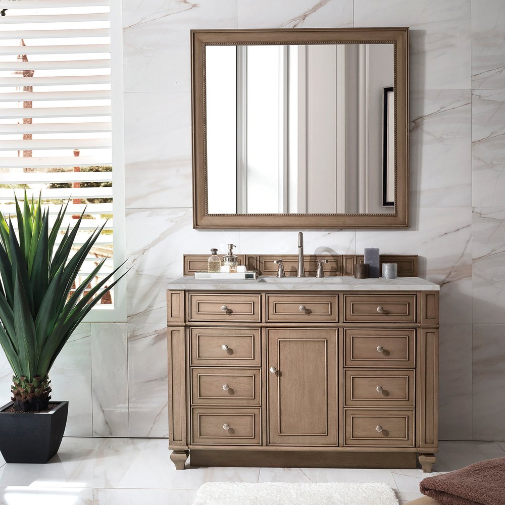 James Martin - Bristol 48" Single Vanity, Whitewashed Walnut w/ 3 CM Victorian Silver Silestone Top w/ FreePower Wireless Charger - 157-V48-WW-FVSL view 3