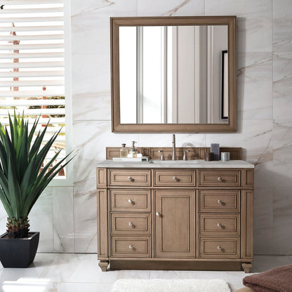 James Martin - Bristol 48" Single Vanity, Whitewashed Walnut w/ 3 CM Victorian Silver Silestone Top w/ FreePower Wireless Charger - 157-V48-WW-FVSL view 3