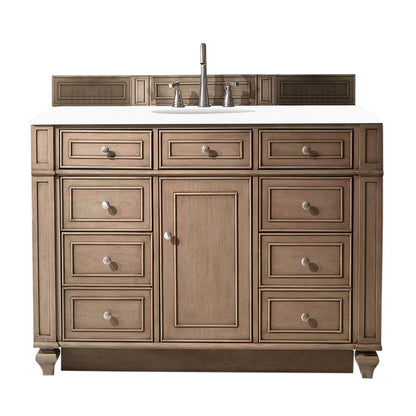 James Martin - Bristol 48" Single Vanity, Whitewashed Walnut w/ 3 CM White Zeus Silestone Top - 157-V48-WW-3WZ view 1