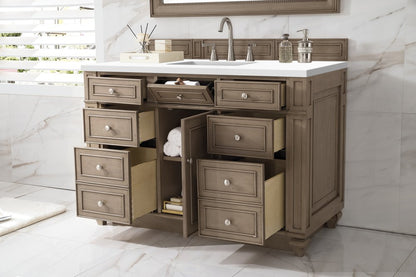 James Martin - Bristol 48" Single Vanity, Whitewashed Walnut w/ 3 CM White Zeus Silestone Top - 157-V48-WW-3WZ view 4
