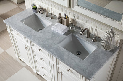 James Martin - Bristol 60" Double Vanity, Bright White w/ 3 CM Carrara Marble Top - 157-V60D-BW-3CAR view 5