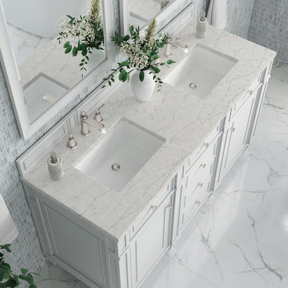 James Martin - Bristol 60" Double Vanity, Bright White w/ 3 CM Eternal Jasmine Pearl Silestone Top - 157-V60D-BW-3EJP view 5