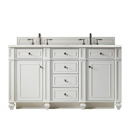 James Martin - Bristol 60" Double Vanity, Bright White w/ 3 CM Eternal Jasmine Pearl Silestone Top w/FreePower Wireless Charger - 157-V60D-BW-FEJP view 1