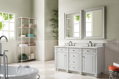 James Martin - Bristol 60" Double Vanity, Bright White w/ 3 CM Eternal Jasmine Pearl Silestone Top w/FreePower Wireless Charger - 157-V60D-BW-FEJP view 4