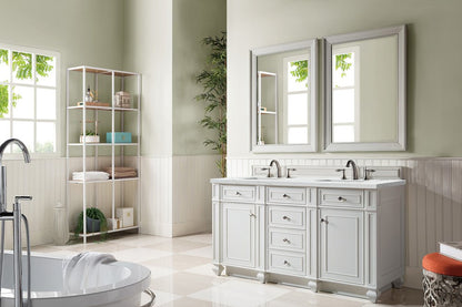 James Martin - Bristol 60" Double Vanity, Bright White w/ 3 CM Ethereal Noctis Silestone Top w/FreePower Wireless Charger - 157-V60D-BW-FENC view 4