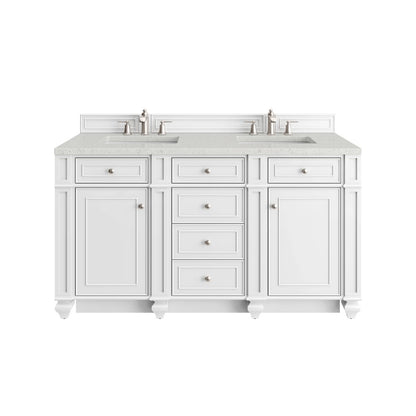 James Martin - Bristol 60" Double Vanity, Bright White w/ 3 CM Lime Delight Silestone Top - 157-V60D-BW-3LDL view 1