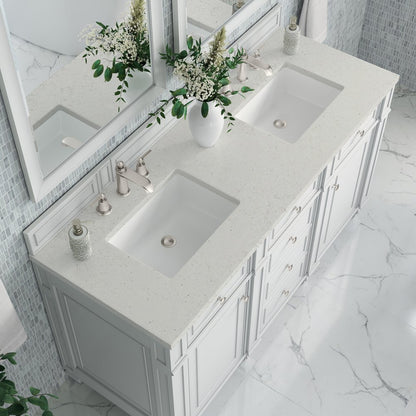 James Martin - Bristol 60" Double Vanity, Bright White w/ 3 CM Lime Delight Silestone Top - 157-V60D-BW-3LDL view 5