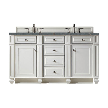 James Martin - Bristol 60" Double Vanity, Bright White w/ 3 CM Parisien Bleu Silestone Top w/FreePower Wireless Charger - 157-V60D-BW-FPBL view 1