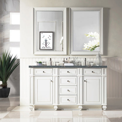 James Martin - Bristol 60" Double Vanity, Bright White w/ 3 CM Parisien Bleu Silestone Top w/FreePower Wireless Charger - 157-V60D-BW-FPBL view 3
