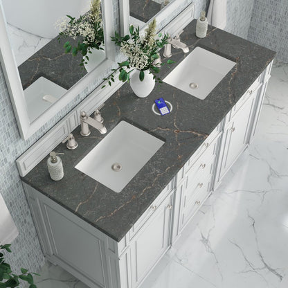 James Martin - Bristol 60" Double Vanity, Bright White w/ 3 CM Parisien Bleu Silestone Top w/FreePower Wireless Charger - 157-V60D-BW-FPBL view 7