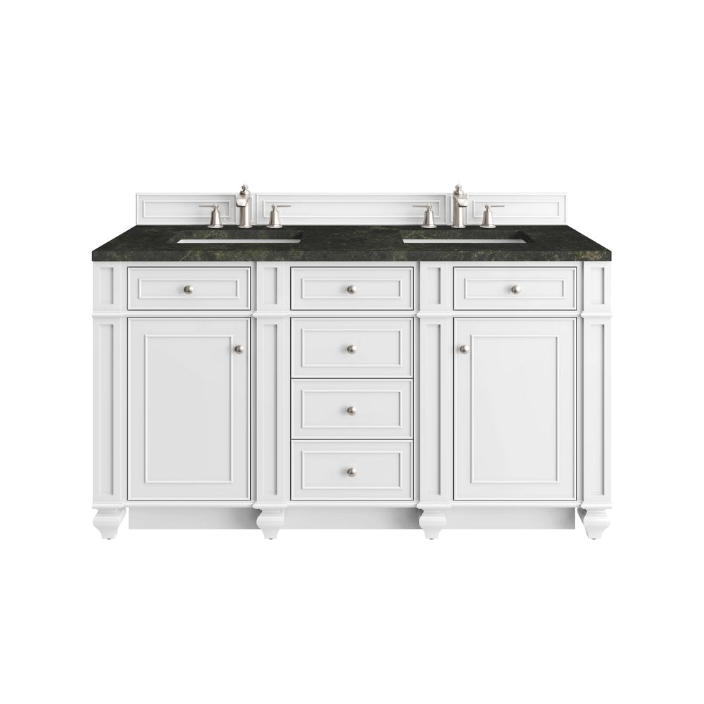 James Martin - Bristol 60" Double Vanity, Bright White, w/ 3 CM Phantome Eclos Top - 157-V60D-BW-3PHT view 1