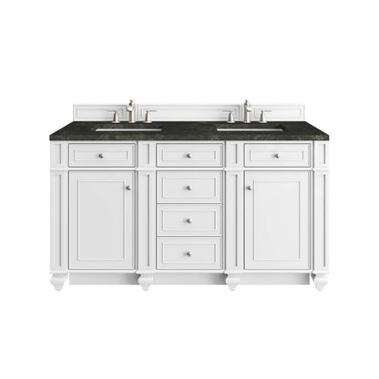 James Martin - Bristol 60" Double Vanity, Bright White, w/ 3 CM Phantome Eclos Top - 157-V60D-BW-3PHT view 1